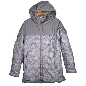 Columbia Women’s Hawks Prairie Hybrid Hooded Puffer Jacket Gray Large